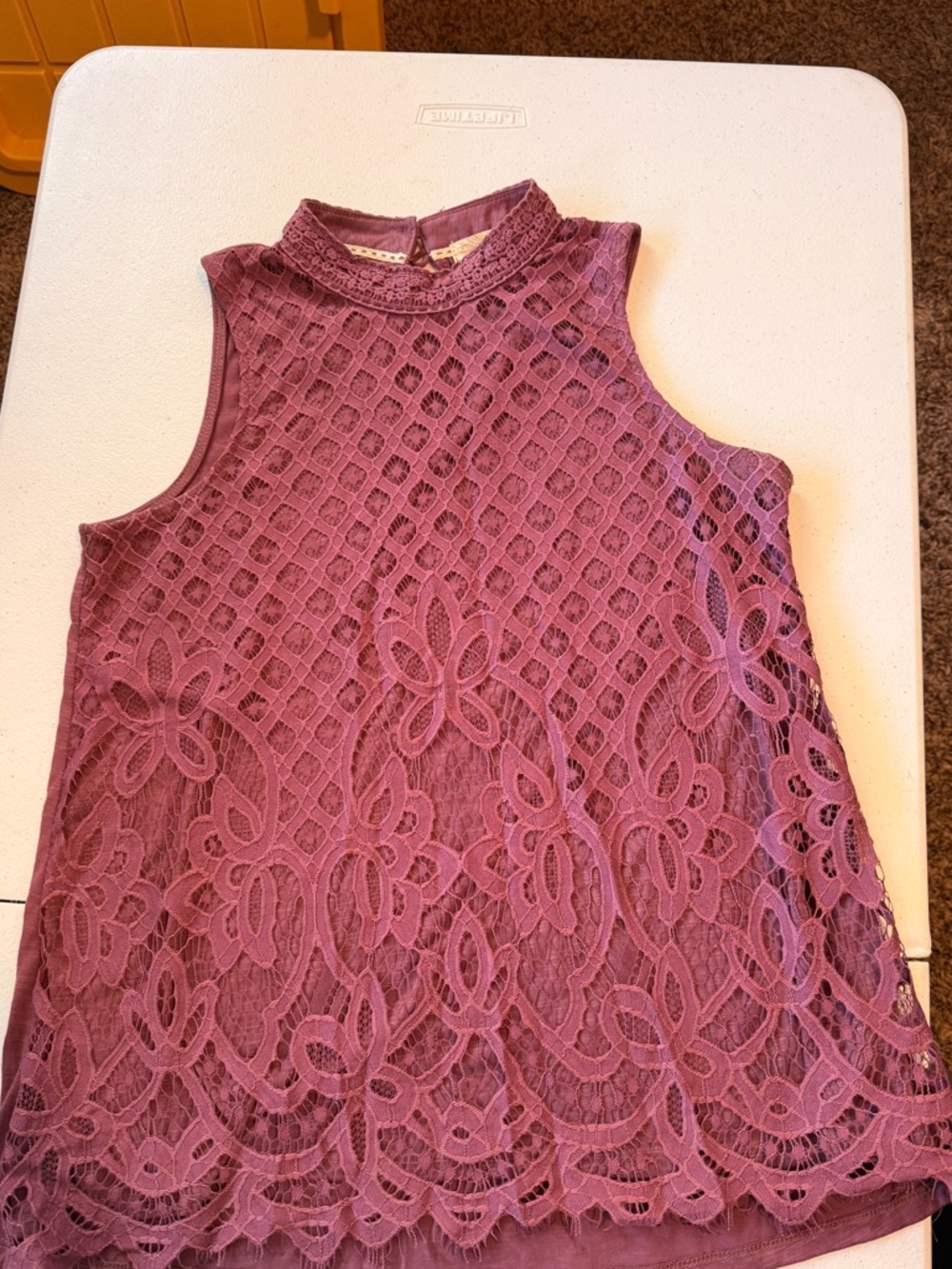 Rewind Lace Tank Top - Mauve